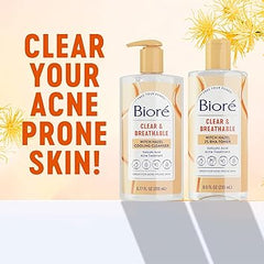 Biore Clear & Breathable Cooling Cleanser with Witch Hazel, Acne Treatment for Face, Face Scrub for Oily Skin, Salicylic Acid Cleanser, 6.77 Oz