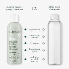 EcoTools Cleanser Shampoo for Makeup Brush/Sponge/Puffs, Remove Makeup & Impurities, Fragrance-Free, No Harsh Chemicals, Vegan & Cruelty-Free, 6 fl.oz./177 ml, 1 Count