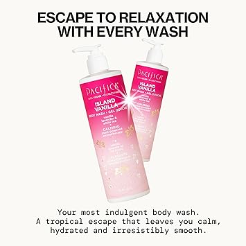 Pacifica Island Vanilla Body Wash Aloe + Hyaluronic Acid, Daily Cleansing, Bath & Shower Gel, Essential Oils, Clean, Vegan + Cruelty & Paraben Free, Clean Beauty Vegan Dermatologist Tested, 12 Fl Oz