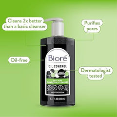 Biore Deep Pore Charcoal Face Wash, Daily Facial Cleanser for Dirt & Makeup Removal, for Oily Skin, 6.77 Oz