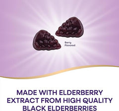 Nature’s Way Sambucus Elderberry Immune Support Gummies for Kids & Adults* with Black Elderberry Extract, Vitamin C, Vitamin D3, and Zinc, 60 Gummies (Packaging May Vary)