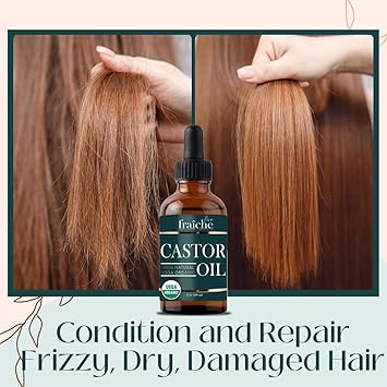 Live Fraiche Organic Castor Oil Lash Serum for Hair Growth, 100% Pure Eyebrow Eyelash Growth Serum, Cold Pressed Hexane Free (2oz Glass Bottle + FILLED Mascara Tube)