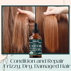 Live Fraiche Organic Castor Oil Lash Serum for Hair Growth, 100% Pure Eyebrow Eyelash Growth Serum, Cold Pressed Hexane Free (2oz Glass Bottle + FILLED Mascara Tube)