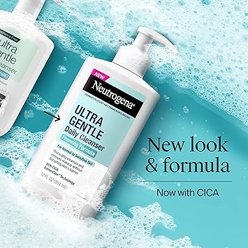 Neutrogena Ultra Gentle Foaming Facial Cleanser, Foaming Face Wash for Sensitive Skin, Gently Cleanses Away Dirt, Oil & Makeup Without Over Drying, Fragrance-Free, 5.8 fl. oz