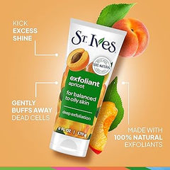 St. Ives Fresh Skin Apricot Face Scrub, Deep Exfoliator Skin Care for Clean, Glowing Skin, Oil-free Facial Scrub Made with 100% Natural Exfoliants, 6 oz
