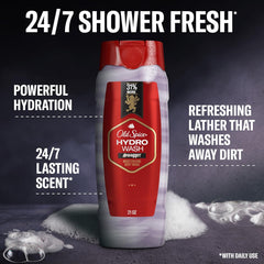 Old Spice Moisturizing Body Wash for Men, Hydro Wash, 2-in-1 Long Lasting Scent & Deep Hydration, 24/7 Shower Fresh, Swagger Scent, 21 oz (Pack of 2)