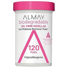 Almay Biodegradable Makeup Remover Pads, Micellar Gentle, Hypoallergenic, Fragrance-Free, Dermatologist & Ophthalmologist Tested, 120 Count