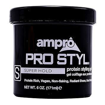 AmPro Pro Styl Styling Gel - Protects and Strengthens Your Strands - Non-Flaking, Alcohol Free, Vegan Formula - Flexible, Touchable Hold for All Hair Textures - Super Hold - 6 oz