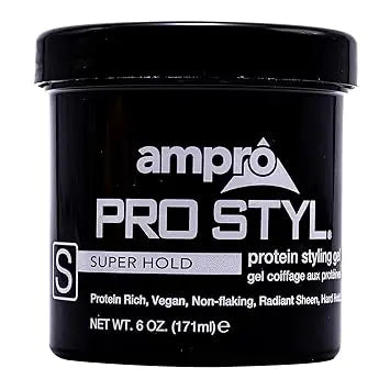 AmPro Pro Styl Styling Gel - Protects and Strengthens Your Strands - Non-Flaking, Alcohol Free, Vegan Formula - Flexible, Touchable Hold for All Hair Textures - Super Hold - 6 oz Retailxpres