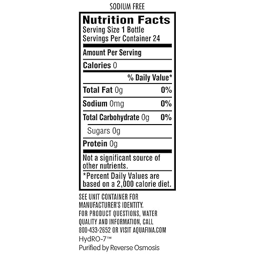 Aquafina Water, Purified, 16.9 Fl Oz (Pack of 24)