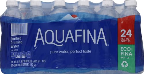 Aquafina Water, Purified, 16.9 Fl Oz (Pack of 24)