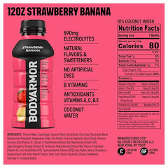 BODYARMOR Sports Drink Sports Beverage, Strawberry Banana, Coconut Water Hydration, Natural Flavors With Vitamins, Potassium-Packed Electrolytes, Perfect For Athletes, 12 Fl Oz (Pack of 8)