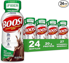 BOOST High Protein with Fiber Ready to Drink Complete Nutritional Drink, Rich Chocolate, 8 fl oz Bottle, 24 Pack