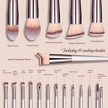 BS-MALL Makeup Brush Set 18 Pcs Premium Synthetic Foundation Powder Concealers Eye shadows Blush Makeup Brushes with black case