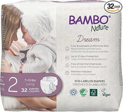Bambo Nature Hypoallergenic Baby Diapers, Eco-Labelled Sustainable Diapers, Enhanced Leakage Protection, Totally Chlorine-free, Skin Friendly, and Super Absorbent - Size 2 (32 Count) Retailxpres