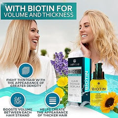 Biotin Hair Thickening Serum for Men and Women - Intense Strengthening Treatment Product with Natural Botanical Oil Blend to Help Boost Thin Hair - Repair Thinning Hair, Increase Volume and Shine