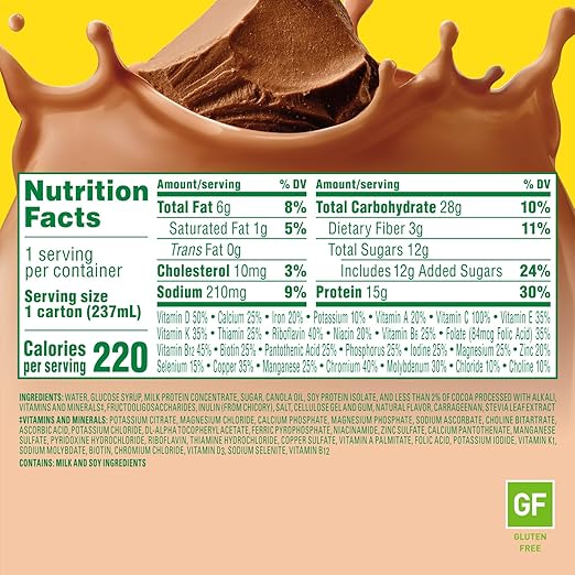 Carnation Breakfast Essentials High Protein with Fiber Ready-to-Drink, 8 FL OZ Carton, Rich Milk Chocolate (Pack of 24)