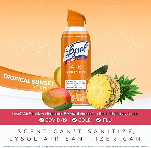 Buy Lysol Air Sanitizer Spray 10oz Pack of 3 Tropical Sunset – Odor Eliminator