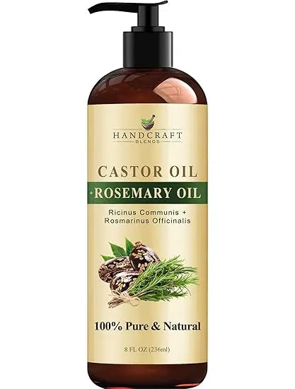 Handcraft Blends Castor Oil with Rosemary Oil 8 Fl Oz | 100% Pure and Natural | Premium Grade Carrier Oil | Hair, Eyelashes and Eyebrows | Hair and Body Ifelshop
