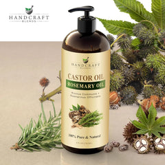 Handcraft Blends Castor Oil with Rosemary Oil 8 Fl Oz | 100% Pure and Natural | Premium Grade Carrier Oil | Hair, Eyelashes and Eyebrows | Hair and Body Ifelshop