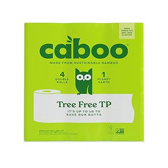 Caboo Tree Free Toilet Paper, Septic Safe Bath Tissue, Quick Dissolving 2 Ply Sheets - 300 Sheets Per Roll, 4 Double Rolls