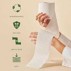 Caboo Tree Free Toilet Paper, Septic Safe Bath Tissue, Quick Dissolving 2 Ply Sheets - 300 Sheets Per Roll, 4 Double Rolls