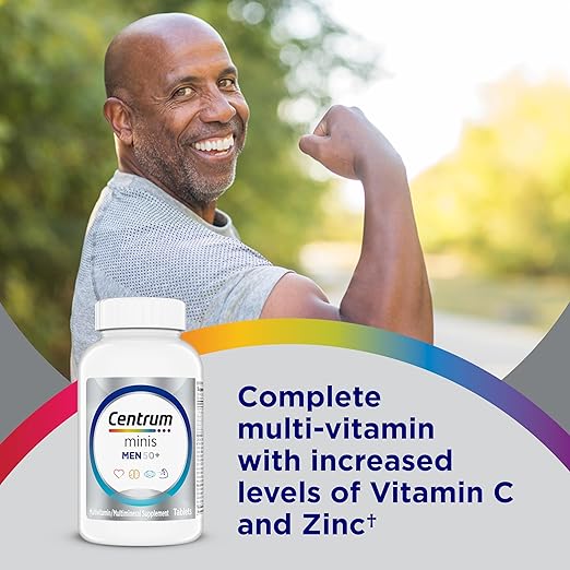 Centrum Minis Silver Multivitamin for Men 50 Plus, Multivitamin/Multimineral Supplement, Vitamin D3, B-Vitamins and Zinc, Non-GMO Ingredients, Supports Memory and Cognition in Older Adults - 280 Ct