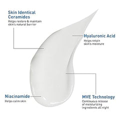 CeraVe PM Facial Moisturizing Lotion, Night Cream with Hyaluronic Acid and Niacinamide, Ultra-Lightweight, Oil-Free Moisturizer for Face, 3 Ounce