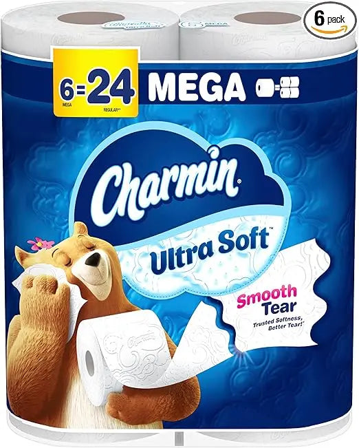 Charmin Ultra Soft Toilet Paper 6 Mega Rolls = 24 Regular Rolls Retailxpres
