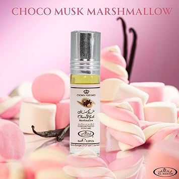 Al-Rehab Choco Musk Marshmallow Perfume Oil Roll-On - 6ml (0.2 oz) | Gourmand Fragrance with Strawberry, Marshmallow & Cocoa | Sweet, Fluffy & Addictive | Arabian Dessert Scent for Women