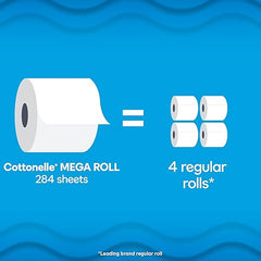 Cottonelle Ultra Clean Toilet Paper, 4 Mega Rolls = 16 Regular Rolls, Packaging May Vary