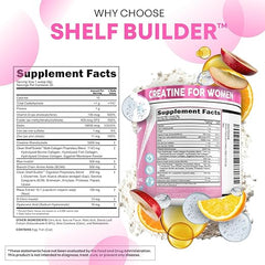 Creatine for Women | Creatine Monohydrate + BCAA Powder Myo-Inositol Collagen Biotin Hyaluronic Acid Folate L Glutamine Vitamin D3 Iron Zinc D-Chiro-Maca Digestion Shelf Builder by Clean Nutra