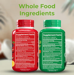 Fruits and Veggies Whole Food Supplement with Superfood Fruits and Vegetables for Women, Men, and Kids - 90 Fruit Capsules, 90 Veggie Capsules - 1 Set