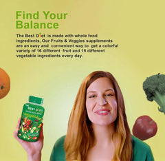 Fruits and Veggies Whole Food Supplement with Superfood Fruits and Vegetables for Women, Men, and Kids - 90 Fruit Capsules, 90 Veggie Capsules - 1 Set Ifelshop