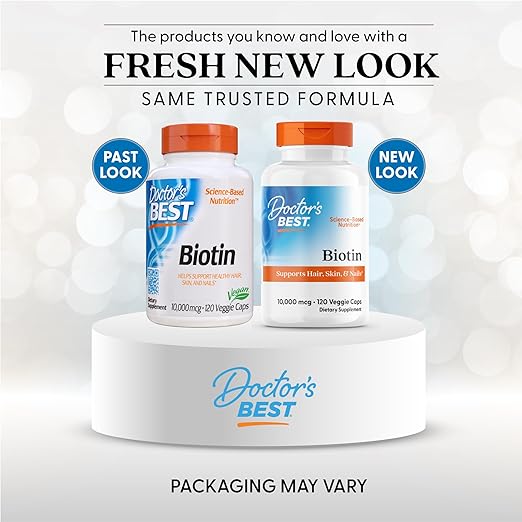 Doctors Best Biotin, Supports Hair, Skin, & Nails, Non-GMO, Gluten Free, Soy Free, Vegan 120 Veggie Caps