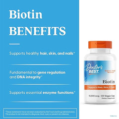Doctors Best Biotin, Supports Hair, Skin, & Nails, Non-GMO, Gluten Free, Soy Free, Vegan 120 Veggie Caps