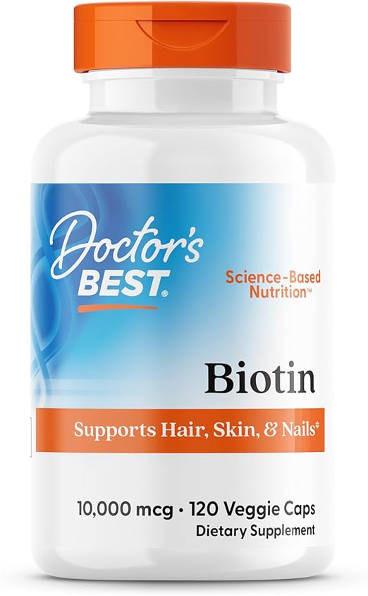 Doctors Best Biotin, Supports Hair, Skin, & Nails, Non-GMO, Gluten Free, Soy Free, Vegan 120 Veggie Caps
