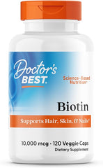 Doctors Best Biotin, Supports Hair, Skin, & Nails, Non-GMO, Gluten Free, Soy Free, Vegan 120 Veggie Caps