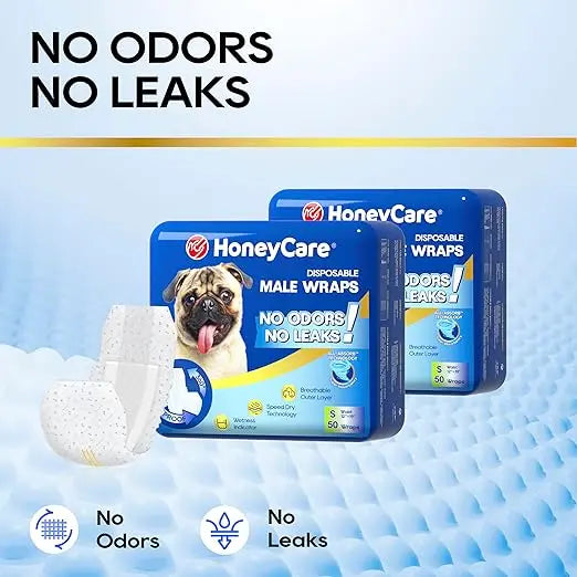 HONEY CARE All-Absorb A26 Male Dog Wrap, 50 Count, Small Retailxpres