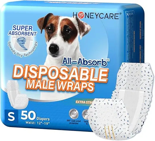 HONEY CARE All-Absorb A26 Male Dog Wrap, 50 Count, Small Retailxpres