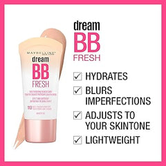 Maybelline Dream Fresh Skin Hydrating BB cream, 8-in-1 Skin Perfecting Beauty Balm with Broad Spectrum SPF 30, Sheer Tint Coverage, Oil-Free, Light/Medium, 1 Fl Oz