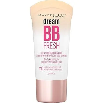 Maybelline Dream Fresh Skin Hydrating BB cream, 8-in-1 Skin Perfecting Beauty Balm with Broad Spectrum SPF 30, Sheer Tint Coverage, Oil-Free, Light/Medium, 1 Fl Oz Retailxpres