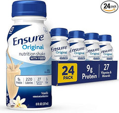 Ensure Original Vanilla Nutrition Shake with Fiber| Meal Replacement Shake | Ready To Drink | 9g Protein, 27 Vitamins and Minerals | 8 fl oz - 24 Pack