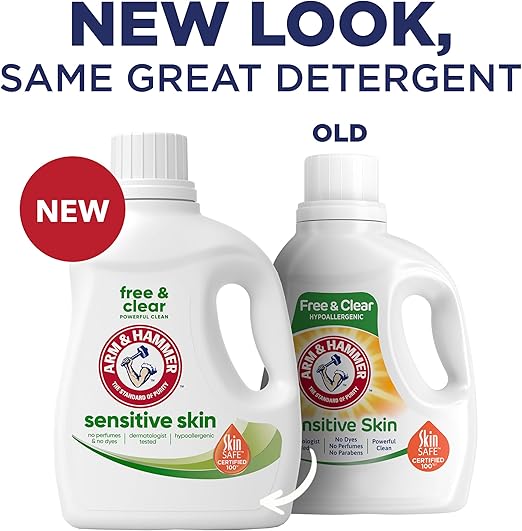 ARM & HAMMER Sensitive Skin Free & Clear Liquid Laundry Detergent, 105 fl oz, 105 Loads