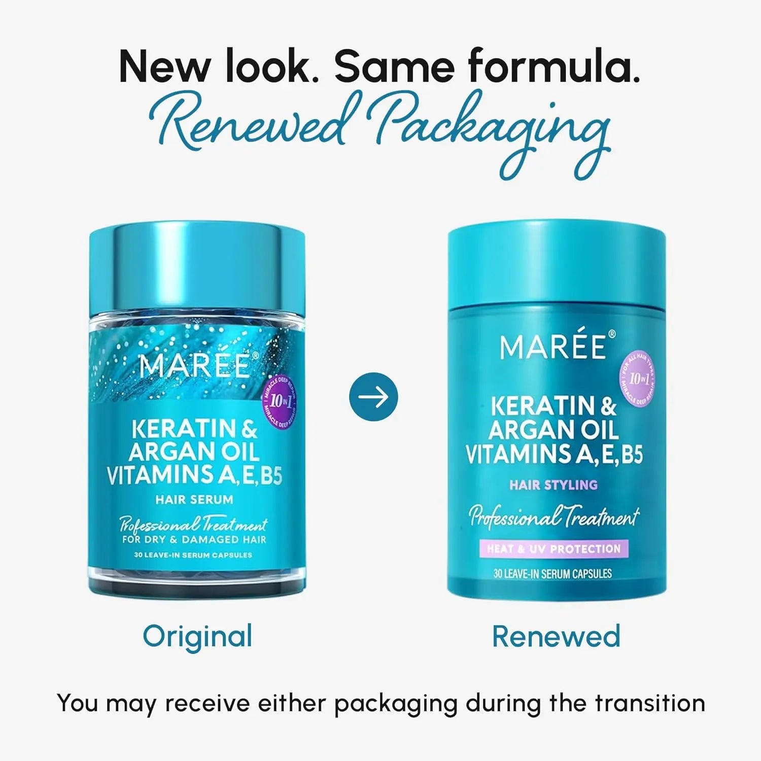 MAREE Hair Oil for Frizzy - Hair Vitamins Keratin Styling Capsules with Jojoba & Argan Oil - Anti Frizz Serum for Women Heat Protectant Ifelshop