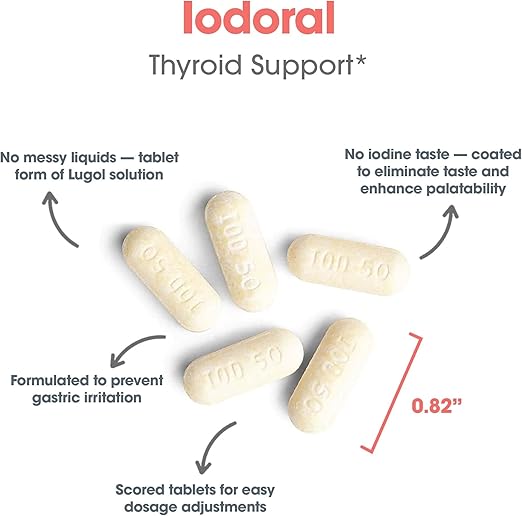 Optimox Iodoral 50 mg Supplement - Potassium Iodide Tablets, Thyroid Support, Daily Vitamins and Minerals, Lugol's Iodine Solution - 90 Count