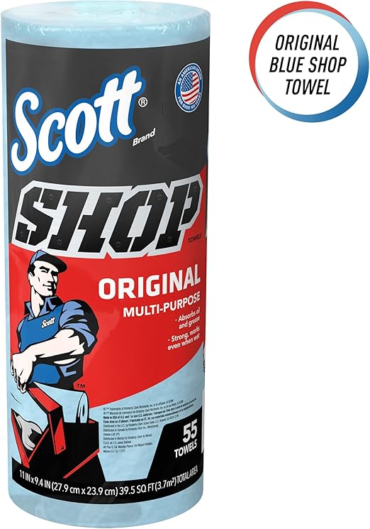 Kimberly-Clark 75130 SCOTT Shop Towel Roll, 55 Count (Pack of 1)