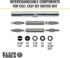 Klein Tools 32500 11-in-1 Screwdriver / Nut Driver Set, 8 Bits (Phillips, Slotted, Torx, Square), 3 Nut Driver Sizes, Cushion Grip Handle Retailxpres