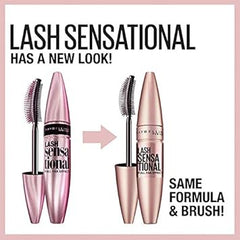 Maybelline Lash Sensational Washable Mascara, Lengthening and Volumizing for a Full Fan Effect, Blackest Black, 1 Count