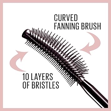 Maybelline Lash Sensational Washable Mascara, Lengthening and Volumizing for a Full Fan Effect, Blackest Black, 1 Count
